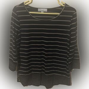 Carolyn Taylor size small Gray & Black Striped blouse